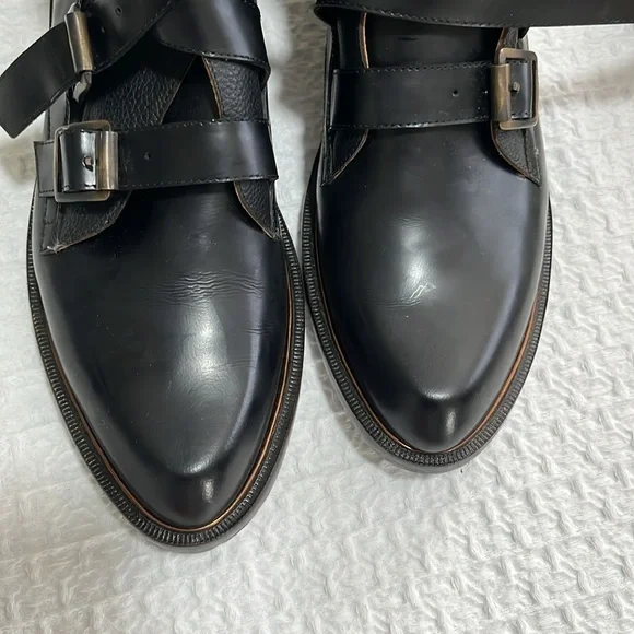 John Fluevog Black Ankle Boots with Buckle Detail - Picture 4 of 4